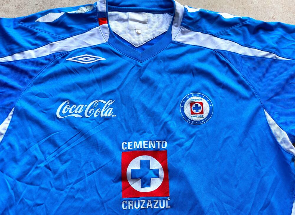 Cruz Azul Mexico 2008-2009 Umbro Jersey Xl Blue Home White Fmf Football Vintage